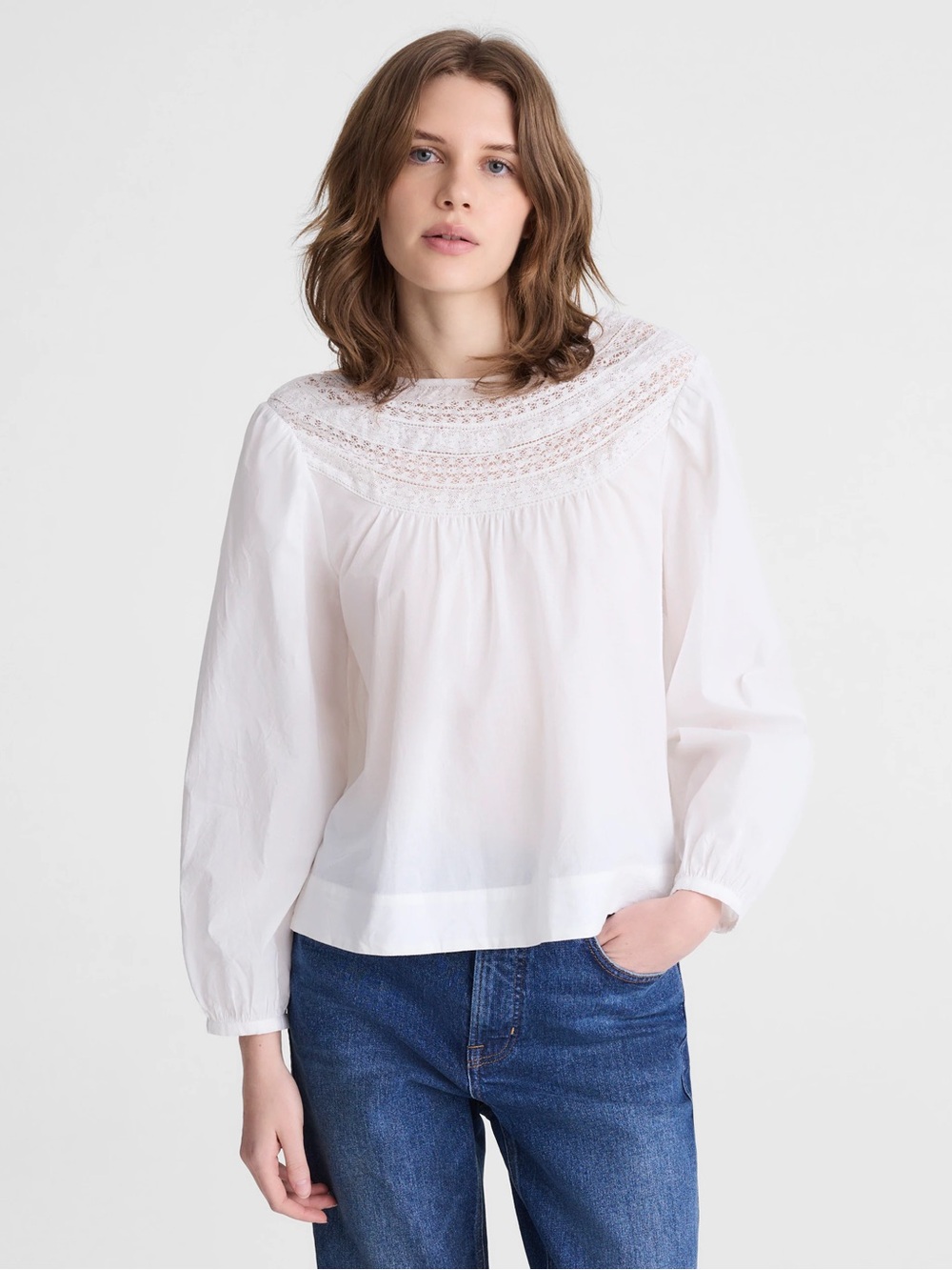 Madewell Lace-Insert High-Neck Top